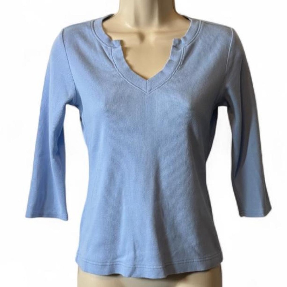 Vintage Y2K Fashion Bug Baby Blue Split Neck Top, Women's Size M